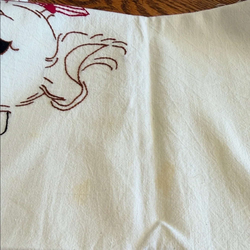 Vintage Embroidered  Kitchen Flour Sack Towels Set of Four Puppy/ Baking Kitchen